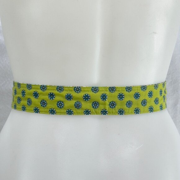 VERA BRADLEY Reversible Fabric Belt Wooden Buckle Blue & Green Floral Patterns - Picture 8 of 11